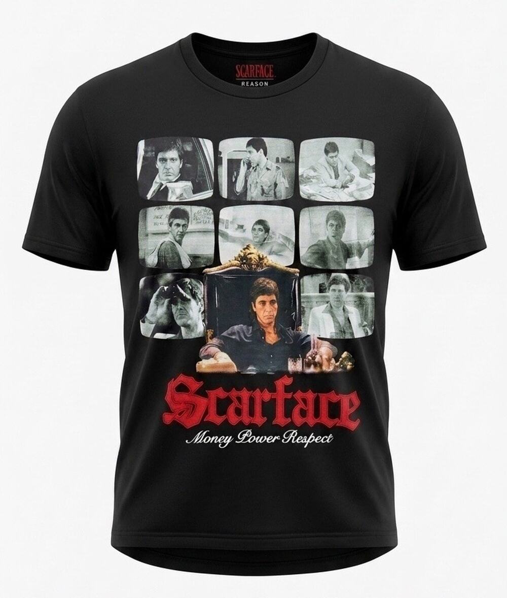Scarface Graphic T-Shirt REASON Men Size M Black Embroidered | Tony Montana New